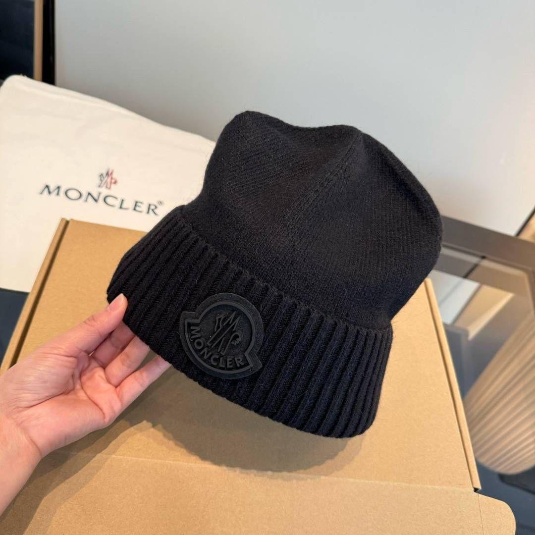 MONCLER ロゴ ニット キャップ ブラック