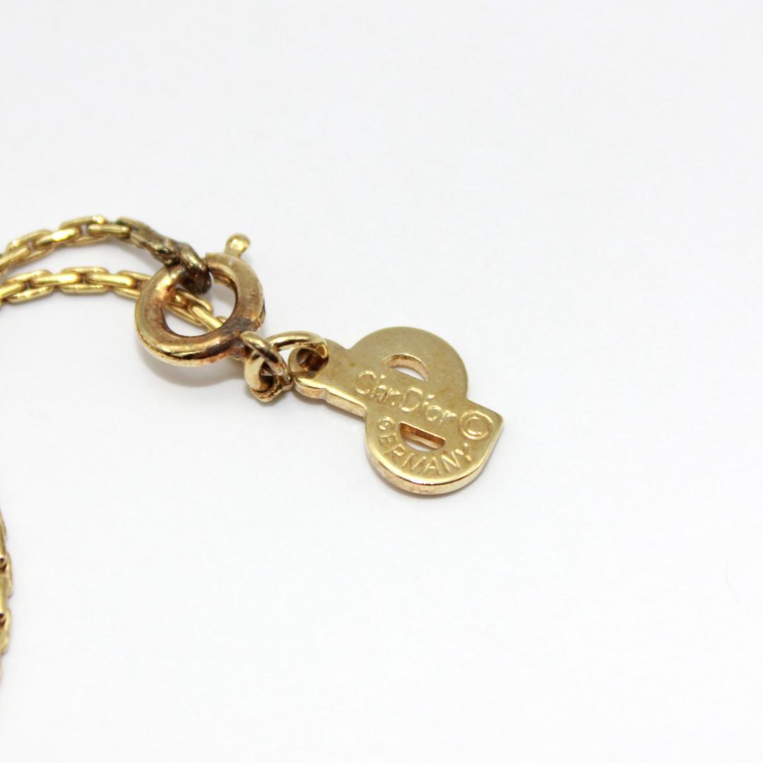美品 Dior クリスチャンディオール CDロゴ ストーン ゴールド ネックレス