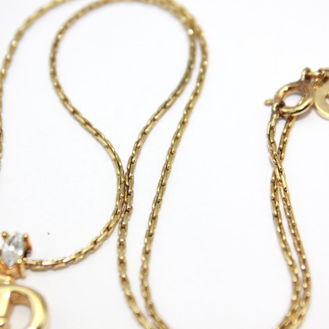 美品 Dior クリスチャンディオール CDロゴ ストーン ゴールド ネックレス