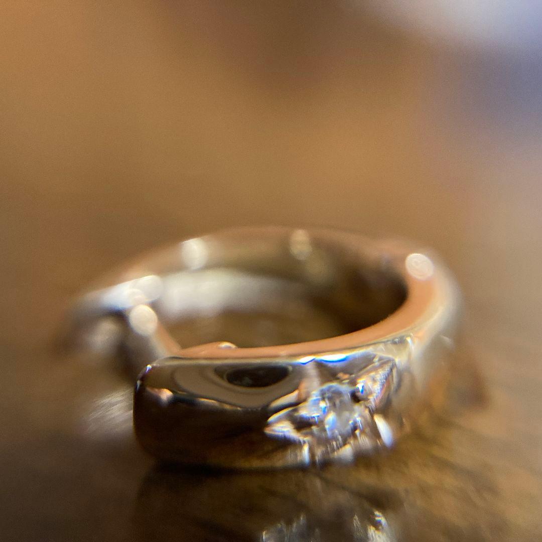 K18ピンクゴールド中折れ式ダイヤフープピアス