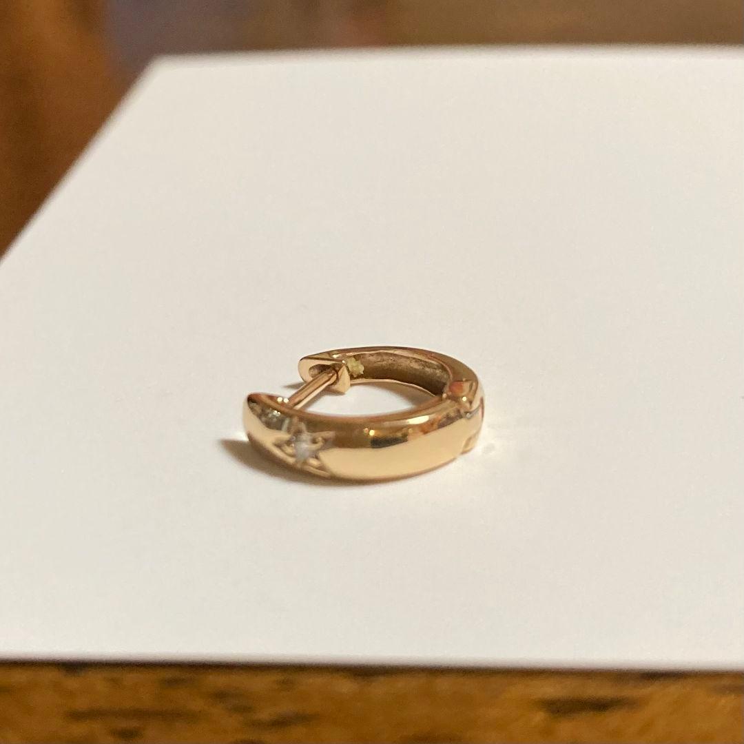 K18ピンクゴールド中折れ式ダイヤフープピアス