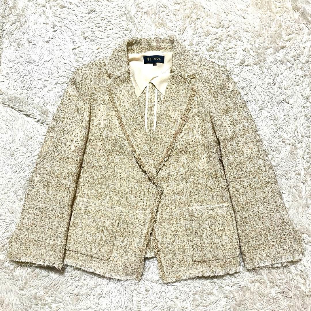 美品 ESCADA エスカーダ ジャケット ツイード ゴールド 40