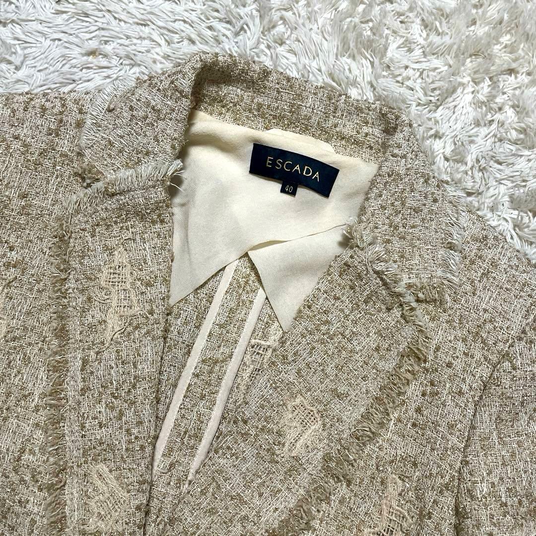 美品 ESCADA エスカーダ ジャケット ツイード ゴールド 40