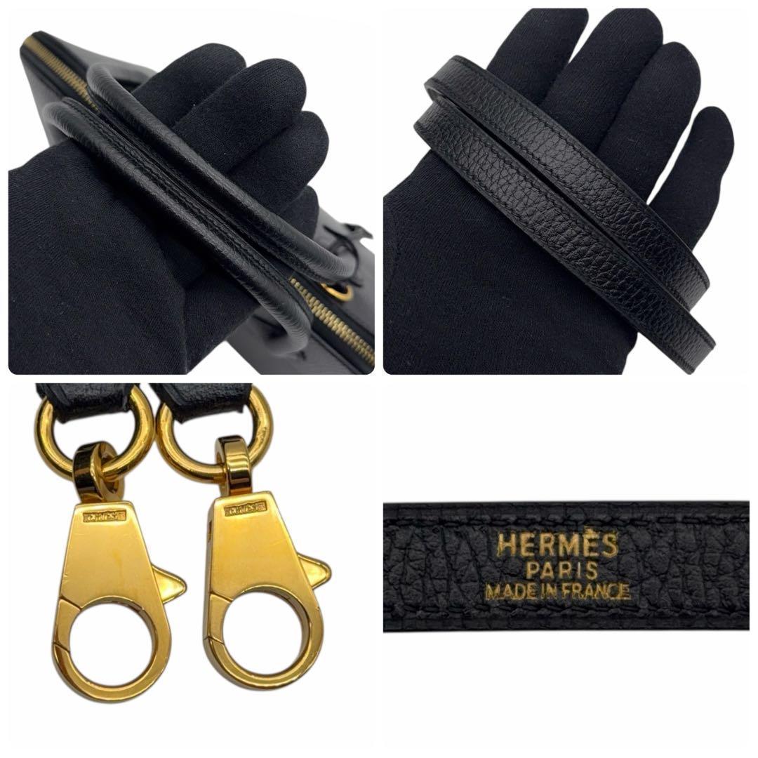 【美品】ストラップ付 エルメス ボリード31 アルデンヌ ブラック ハンドバッグ