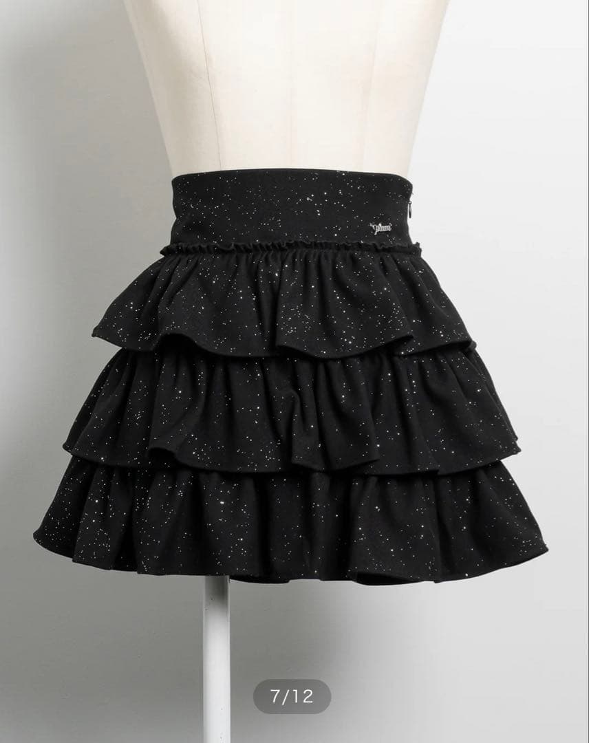 pium ティアードフリルラメスカート ブラック