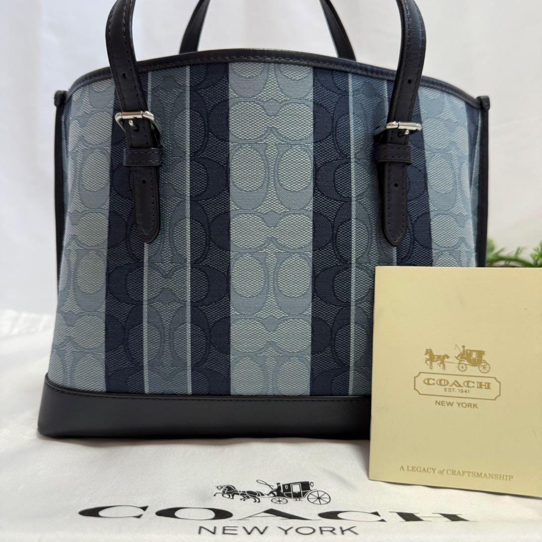 【新品同様】コーチ C8416 2way ショルダーバッグ ストライプ レザー