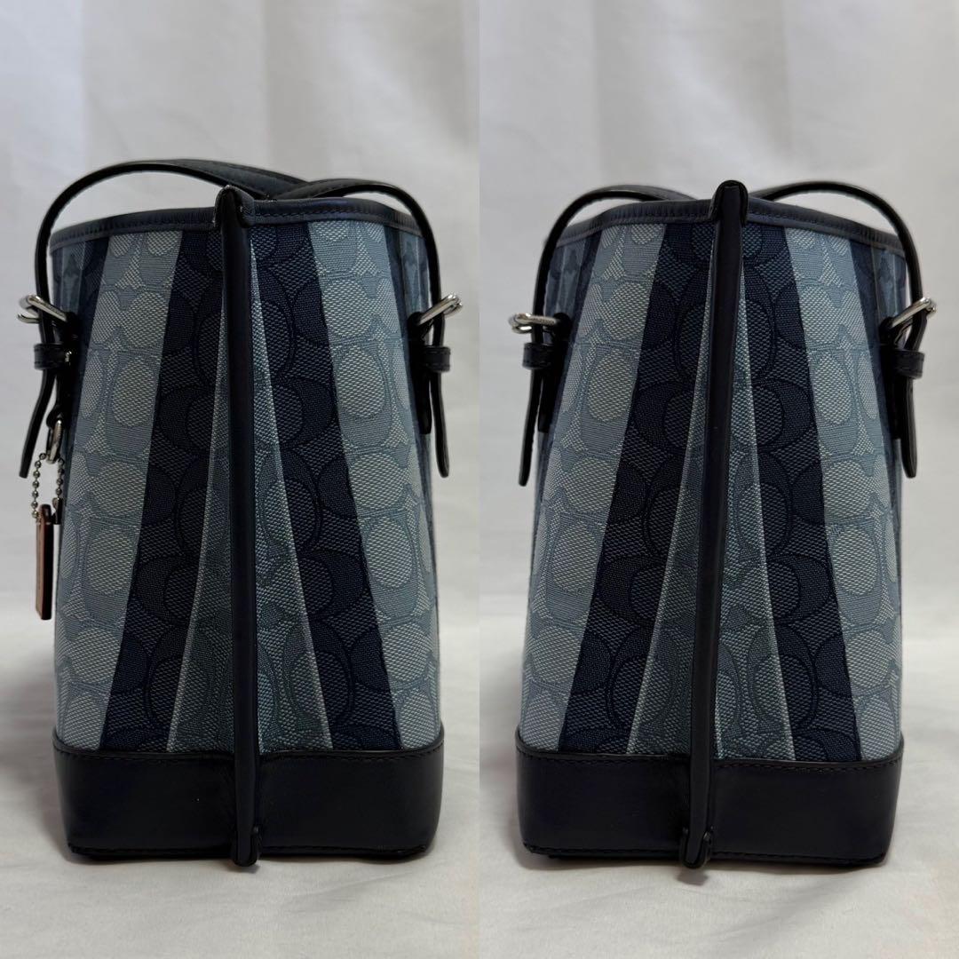 【新品同様】コーチ C8416 2way ショルダーバッグ ストライプ レザー