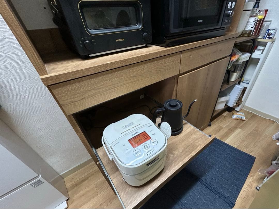 ロウヤ　120cm 木目調キッチン収納キャビネット