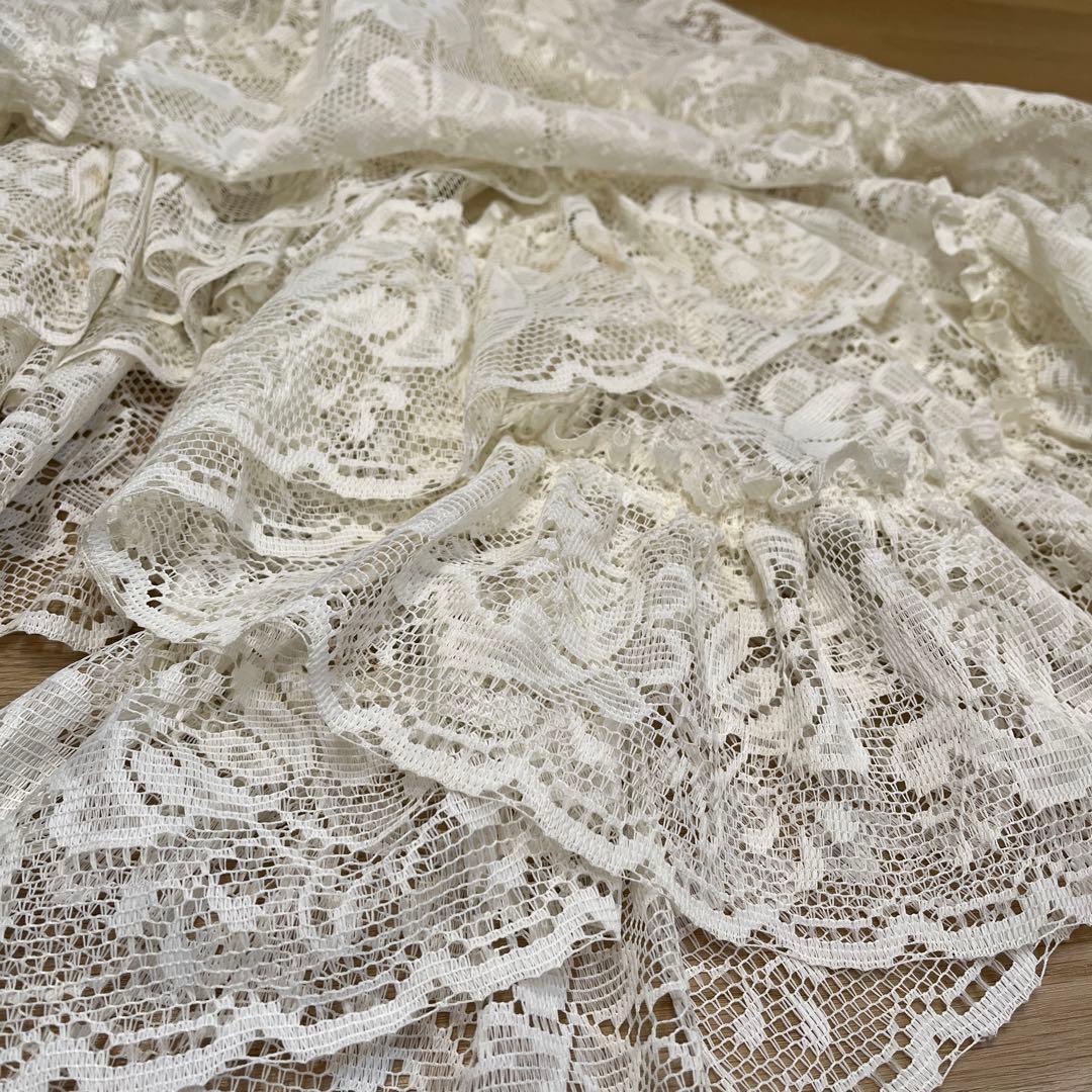 英国購入　円卓　テーブルクロス　フリル　レース　英国　豪華