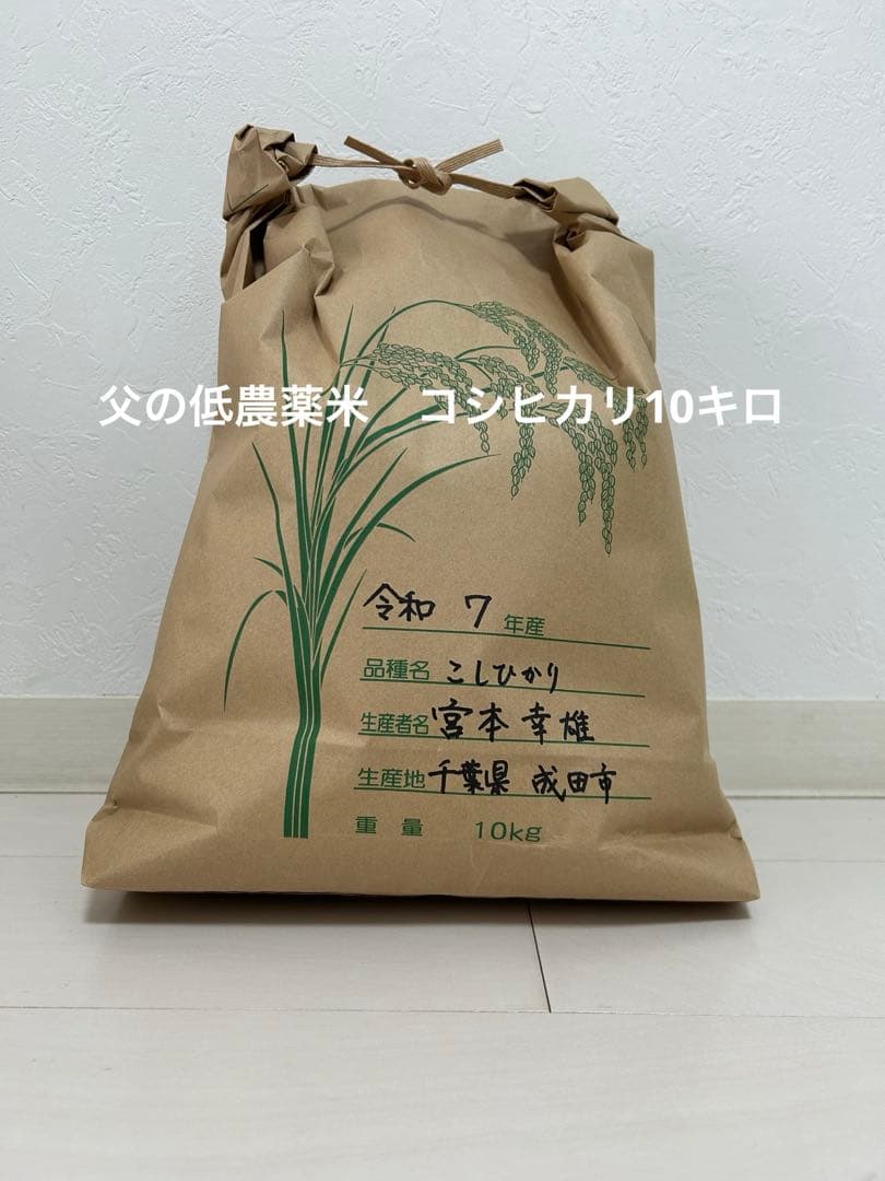 令和７年度産　千葉県成田市産　父の低農薬こしひかり 10kg