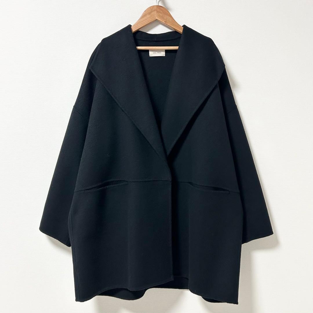 美品✨DES PRÉS ダブルフェイスメルトンビーバー ショートコート　ブラック