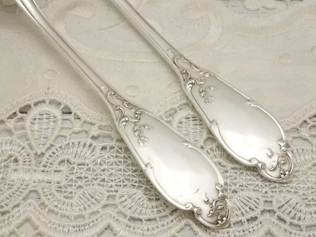 フランス アールヌーボー期 純銀無垢 スプーン&フォークセット ⑥ 小傷あり