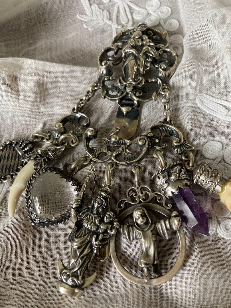 ＊専用ページ＊アンティーク シャトレーン シルバー製 アメジスト水晶 聖母マリア