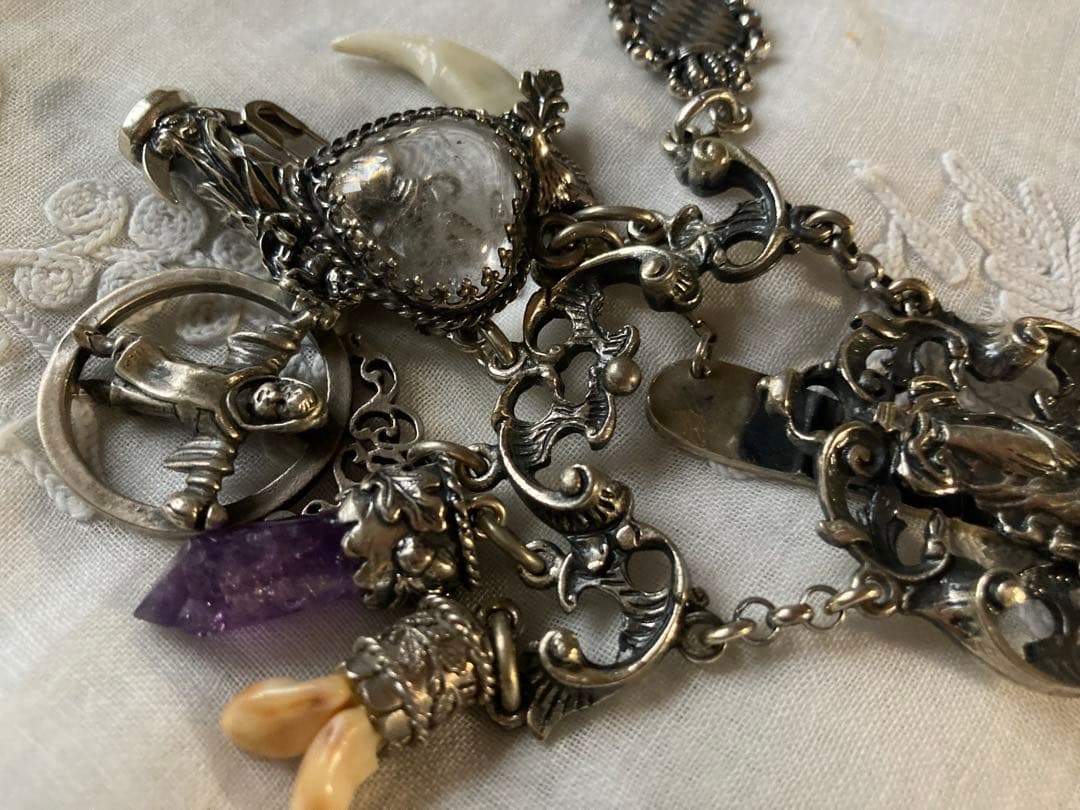 ＊専用ページ＊アンティーク シャトレーン シルバー製 アメジスト水晶 聖母マリア