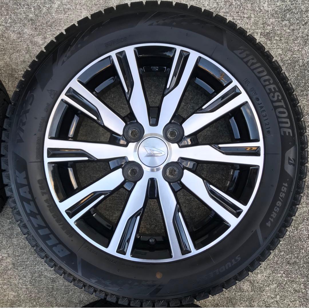 【送料無料】希少美品バリ山 ダイハツ純正14インチスタッドレス155/65R14