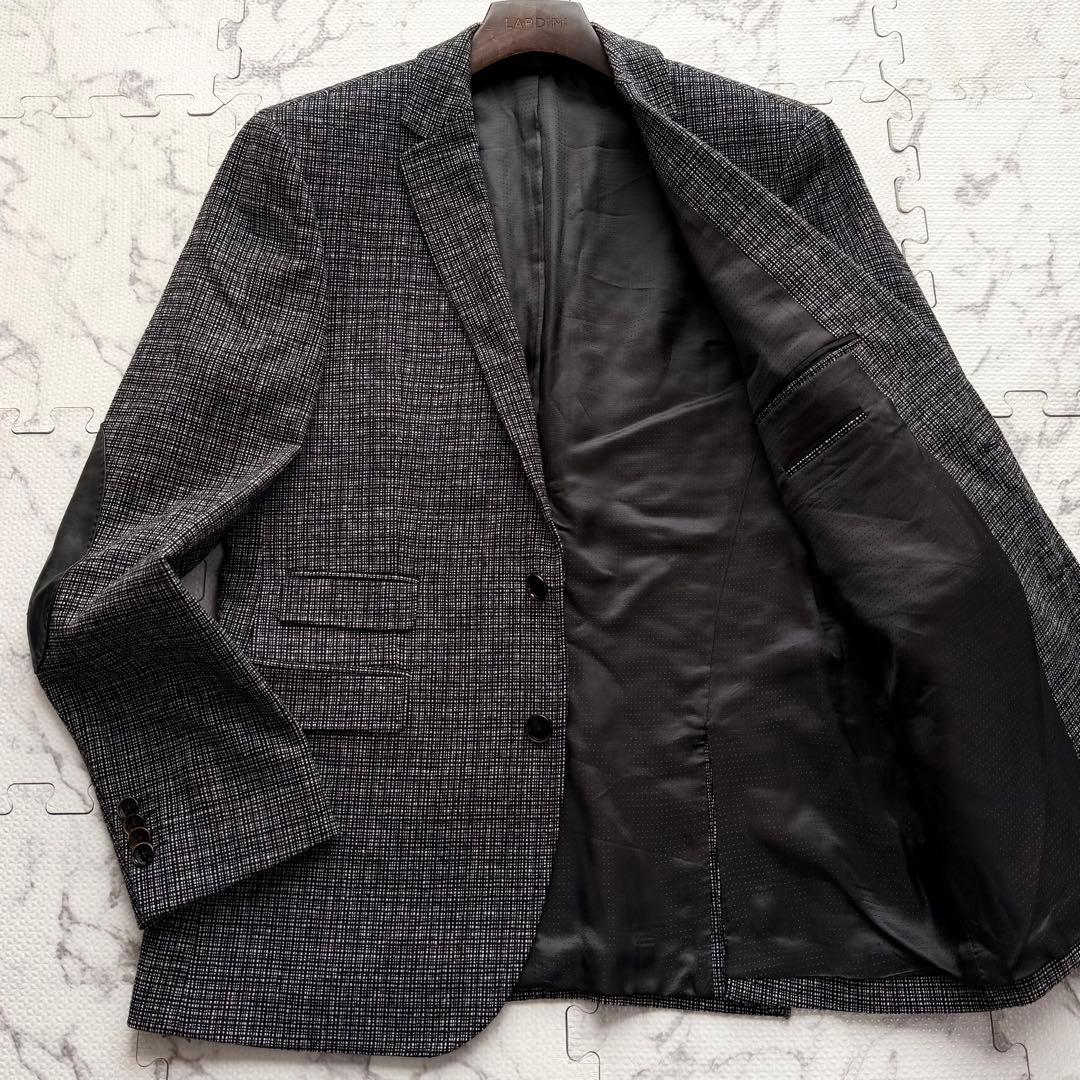 極美品✨ヒューゴボス テーラードジャケット エルボーパッチ 羊革 グレー系 50