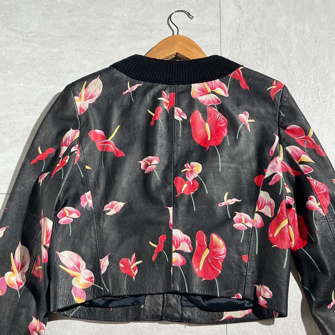 ドルチェ&ガッバーナ レザージャケット 花柄 ブラック 42 M〜L