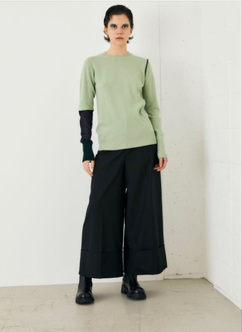 美品ENFOLD エンフォルド ロールアップクロップドパンツ ウール グレー38