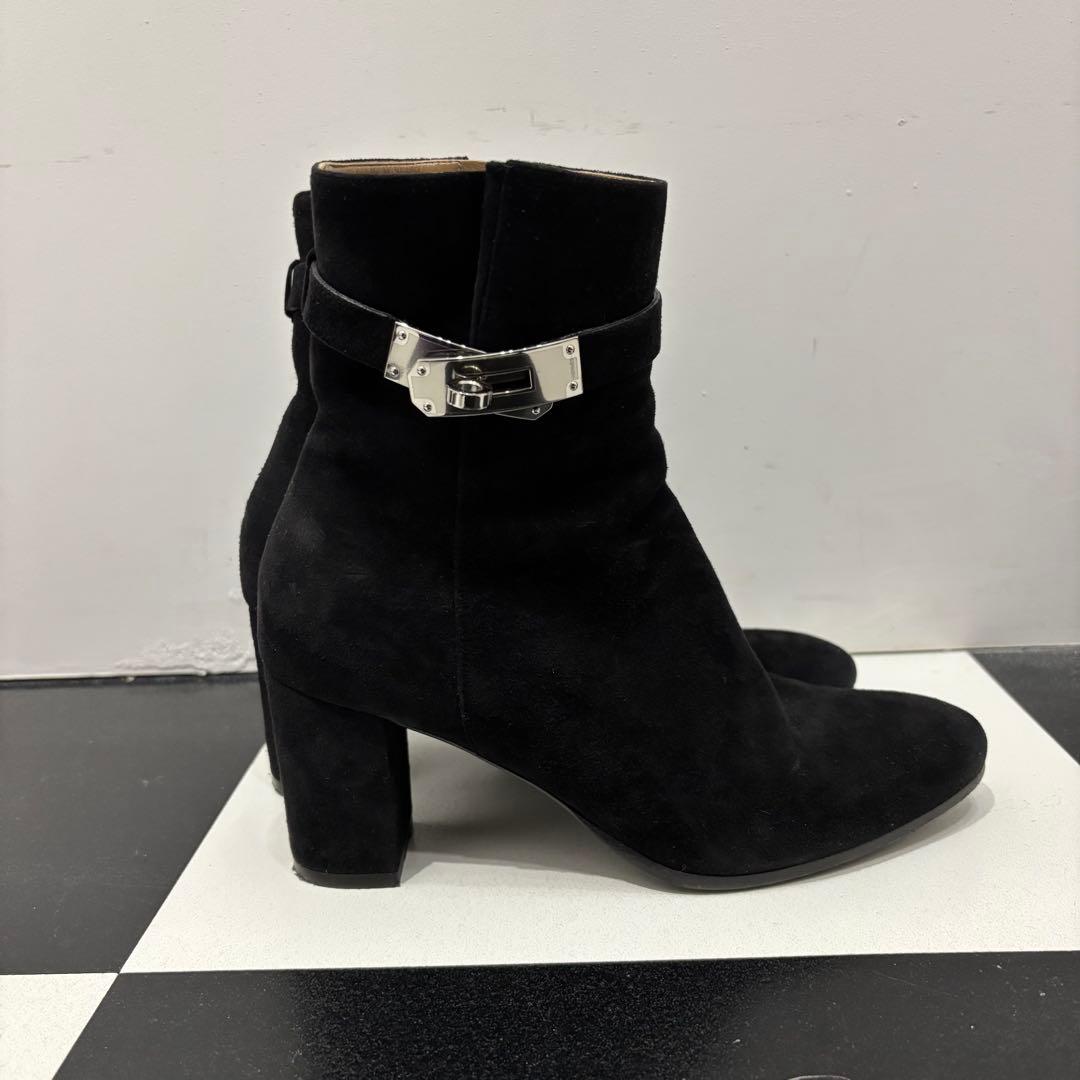 エルメス　サンジェルマン シルバー金具 ケリーバックル スエード　ショートブーツ