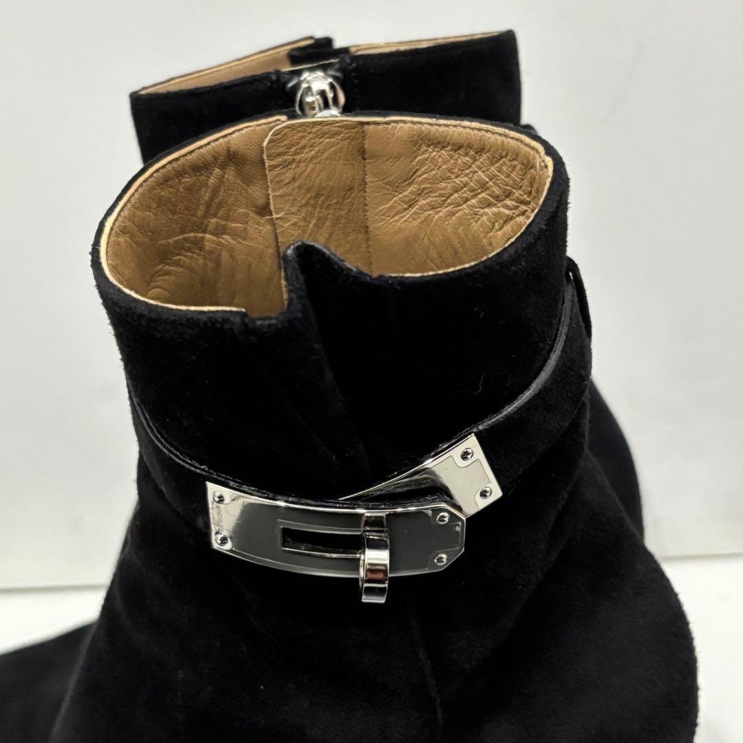 エルメス　サンジェルマン シルバー金具 ケリーバックル スエード　ショートブーツ