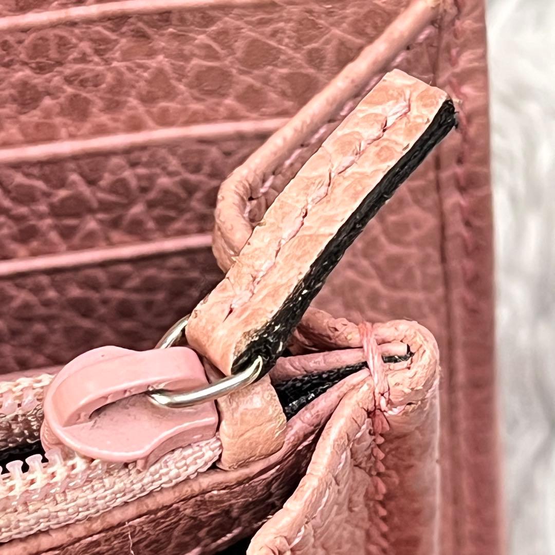 美品✨GUCCI スウィング　長財布　シボレザー　ピンクベージュ　レディース