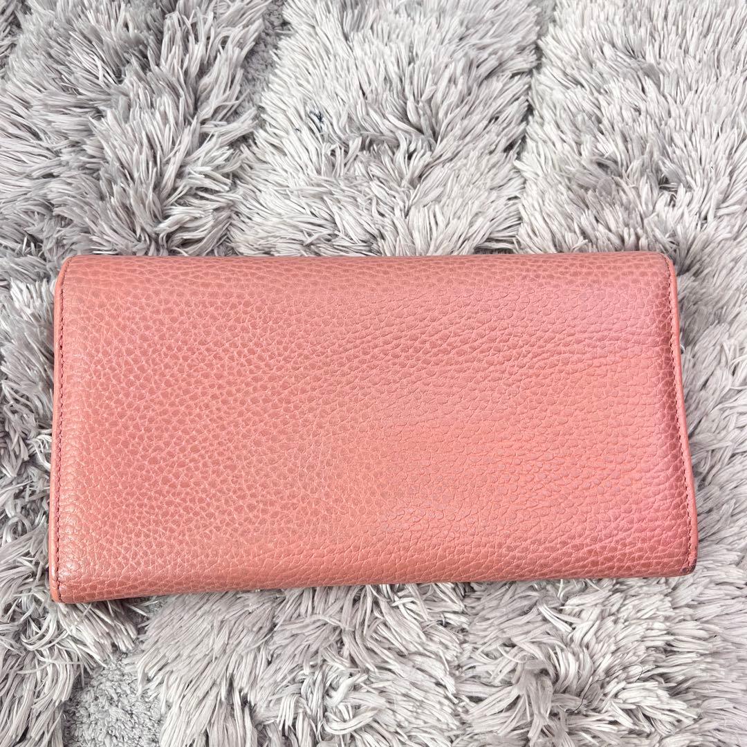 美品✨GUCCI スウィング　長財布　シボレザー　ピンクベージュ　レディース