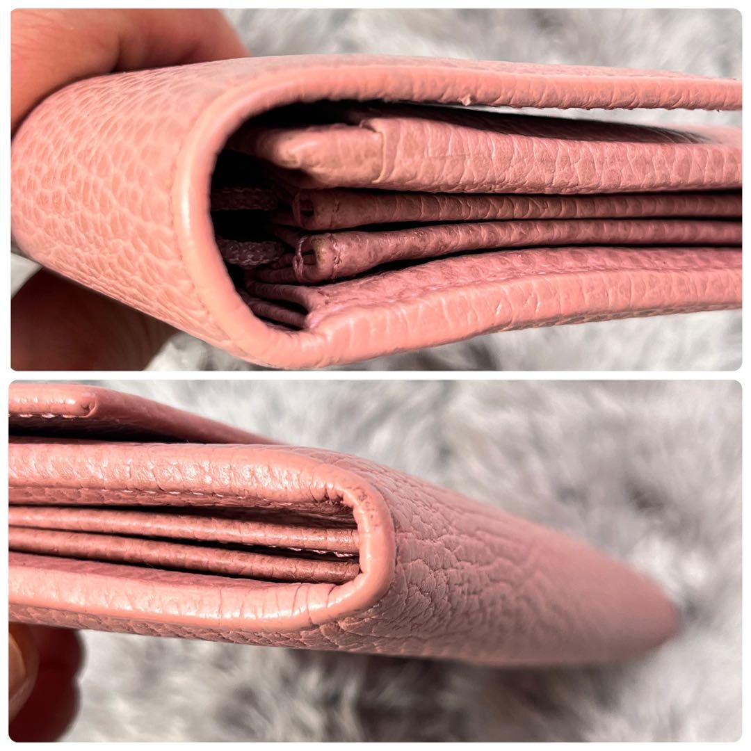 美品✨GUCCI スウィング　長財布　シボレザー　ピンクベージュ　レディース