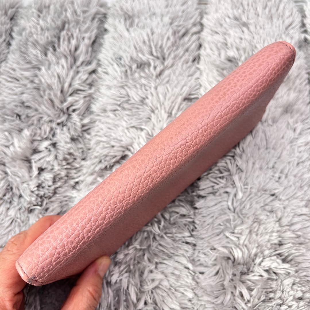 美品✨GUCCI スウィング　長財布　シボレザー　ピンクベージュ　レディース