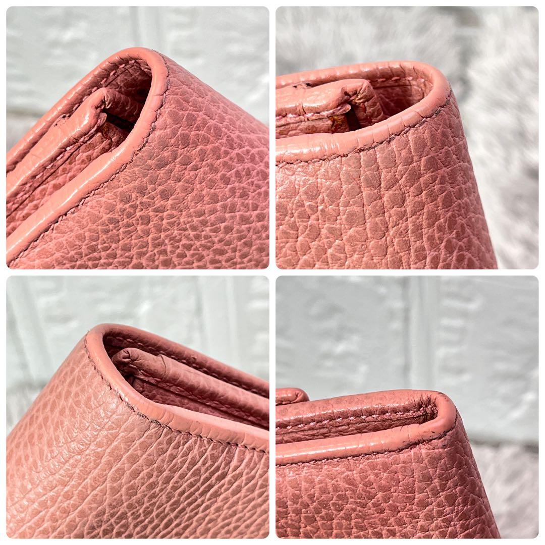 美品✨GUCCI スウィング　長財布　シボレザー　ピンクベージュ　レディース