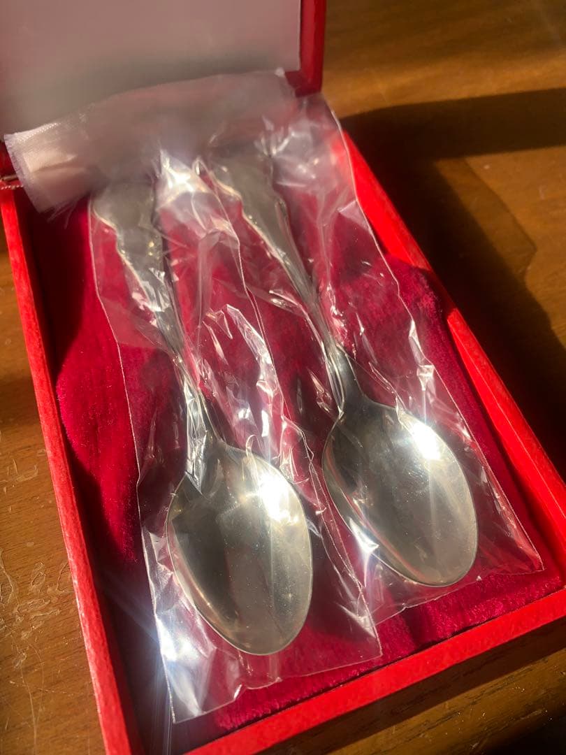 【希少】徳利木本店 銀製スプーン 2本セット箱付き　経年　未使用