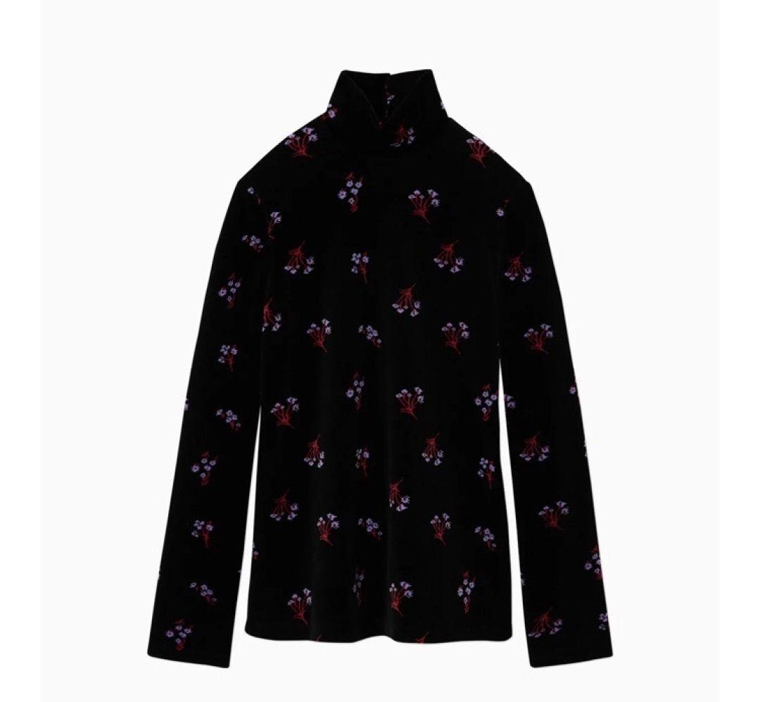 d*様 Floral Velour Jacquard High Neck Top