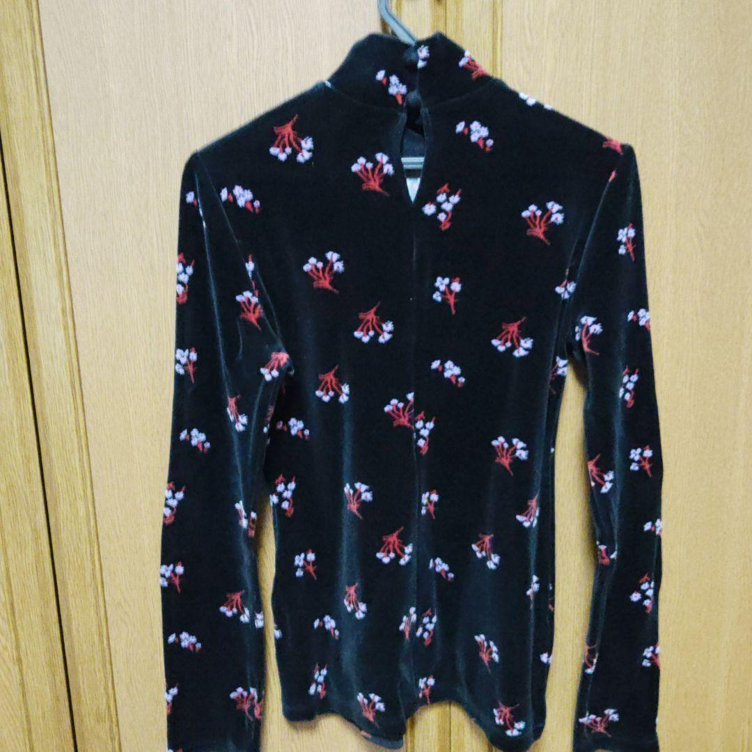 d*様 Floral Velour Jacquard High Neck Top