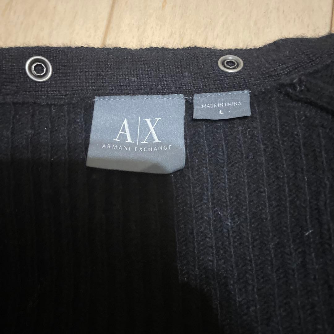 armani exchange スウェード切り替えダブルジップニット　フード欠損
