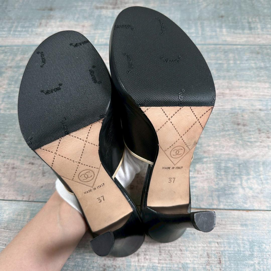 新品仕上げ済 CHANEL ココマーク オールレザー ミュール 37