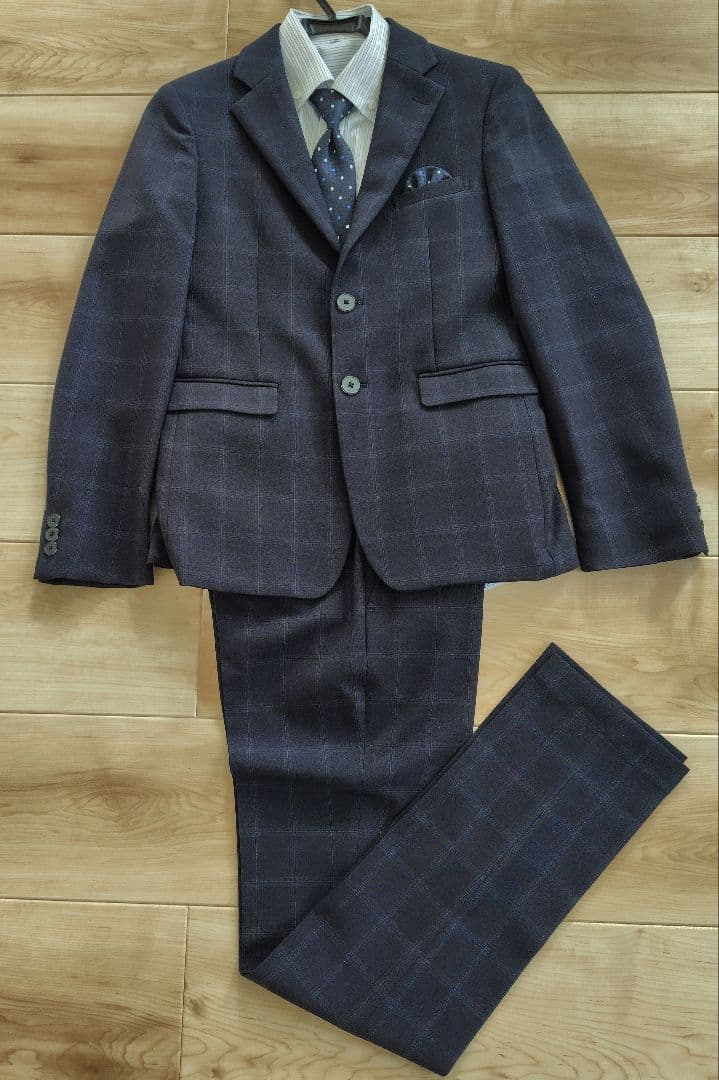 ワンダーファクトリー フォーマルスーツ・ネイビー5点セット160　入学・卒業式