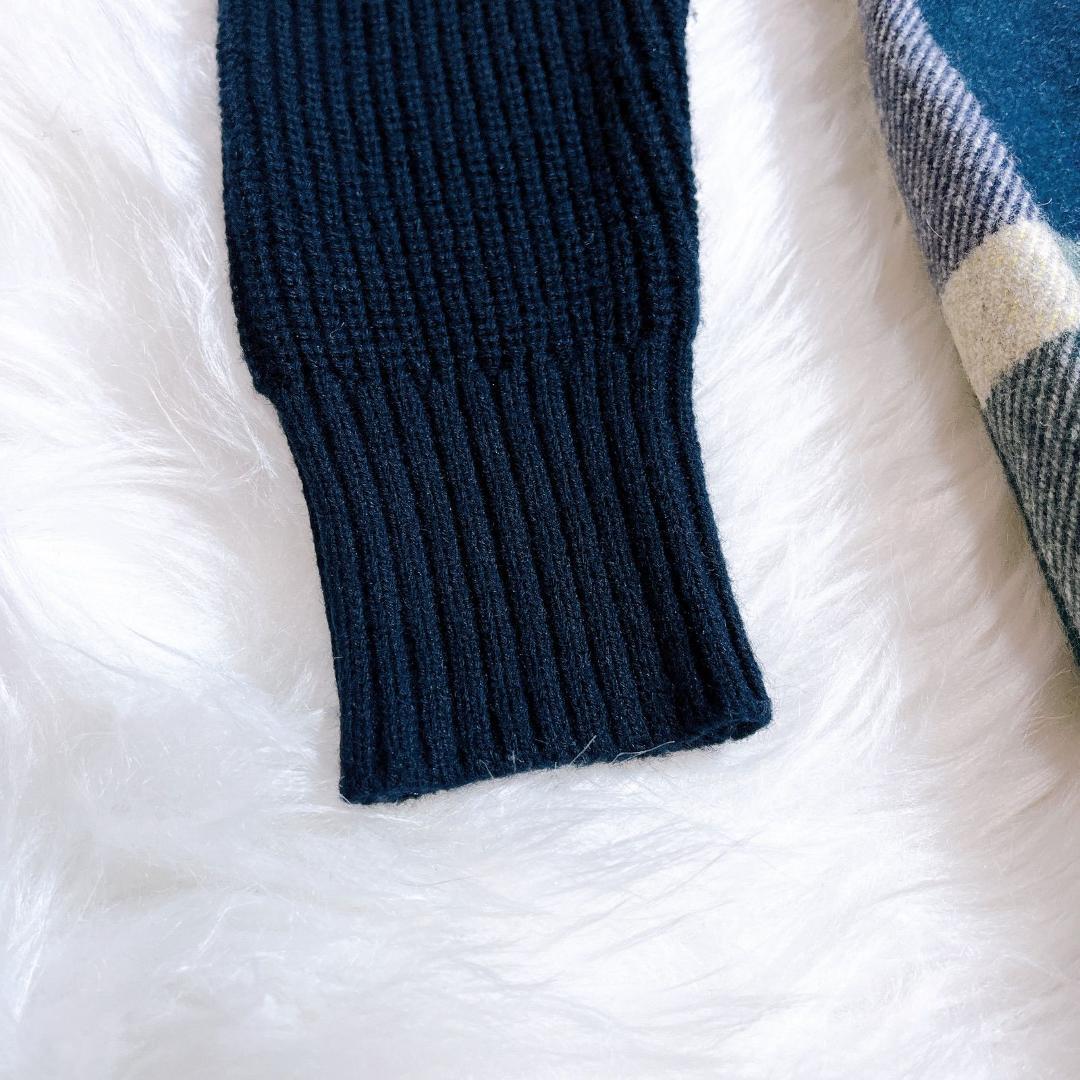 ブルーレーベルクレストブリッジ ケーブル編み メガチェック ストラップレザー