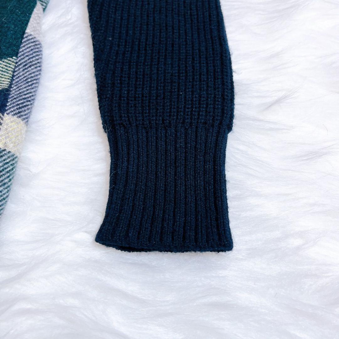 ブルーレーベルクレストブリッジ ケーブル編み メガチェック ストラップレザー