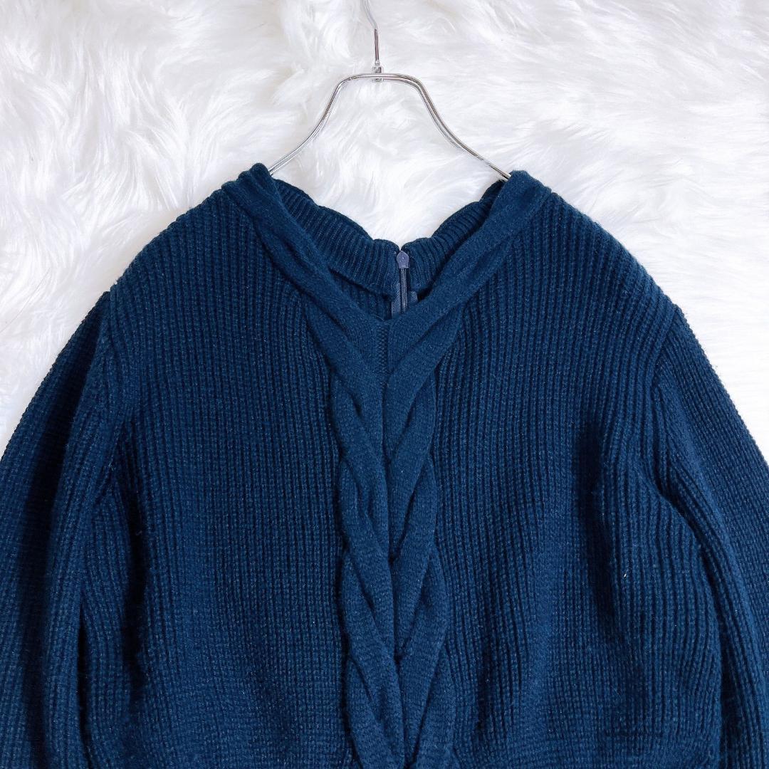 ブルーレーベルクレストブリッジ ケーブル編み メガチェック ストラップレザー