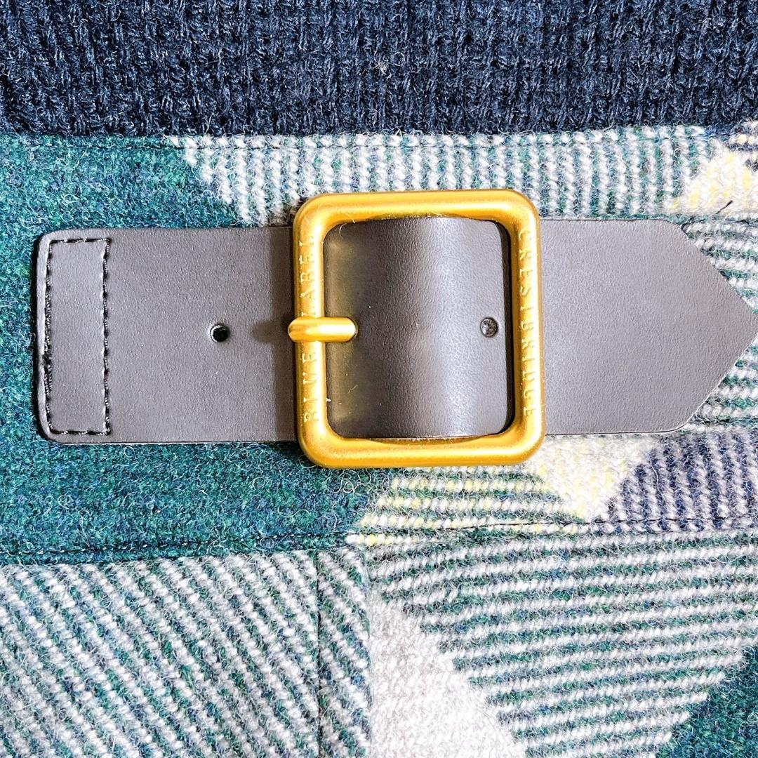 ブルーレーベルクレストブリッジ ケーブル編み メガチェック ストラップレザー