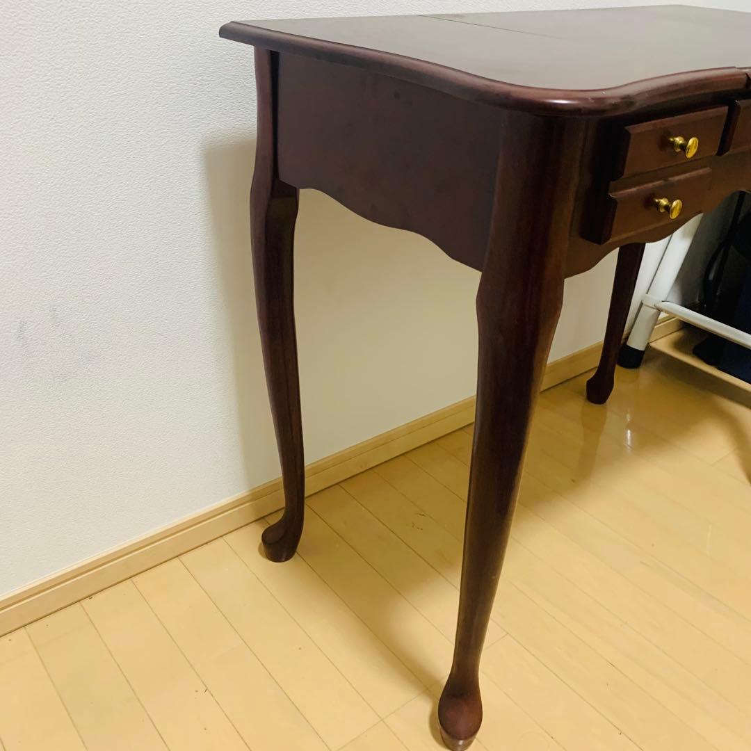 英国風 木製ドレッサー 鏡付　アンティーク 猫脚 デスク テーブル ブラウン