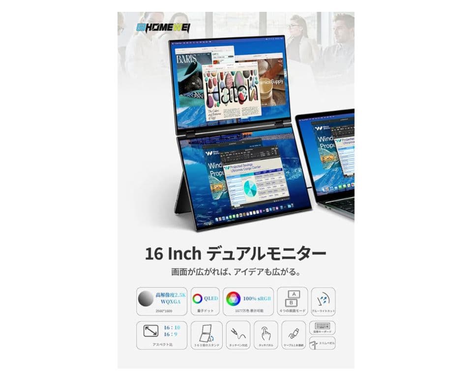 16インチ タッチパネル ダブルモニター　タッチペン付EWEI製