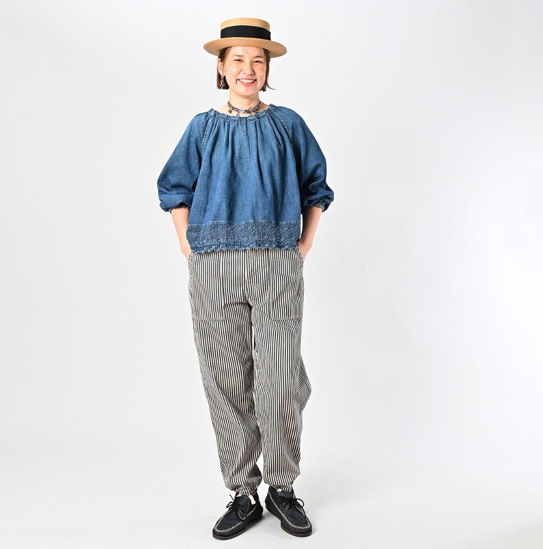 45R☆藍染めモンプデニムの2way908ベイカーパンツ/ヒッコリー♪