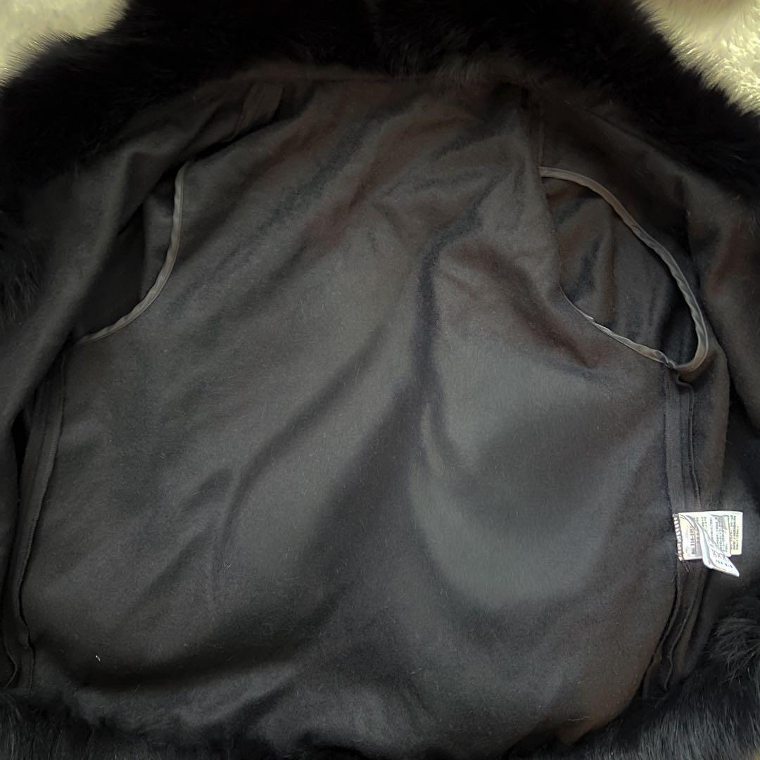 フォックスファー カシミア100% ポンチョ ケープ ブラック