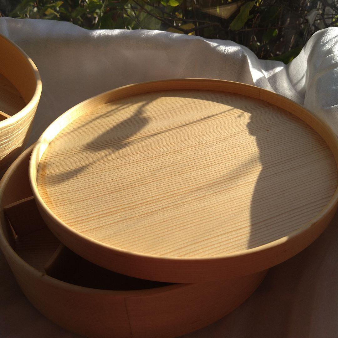 【未使用】オケクラフト　白木お弁当箱 重箱 3段重ね スプーン付き