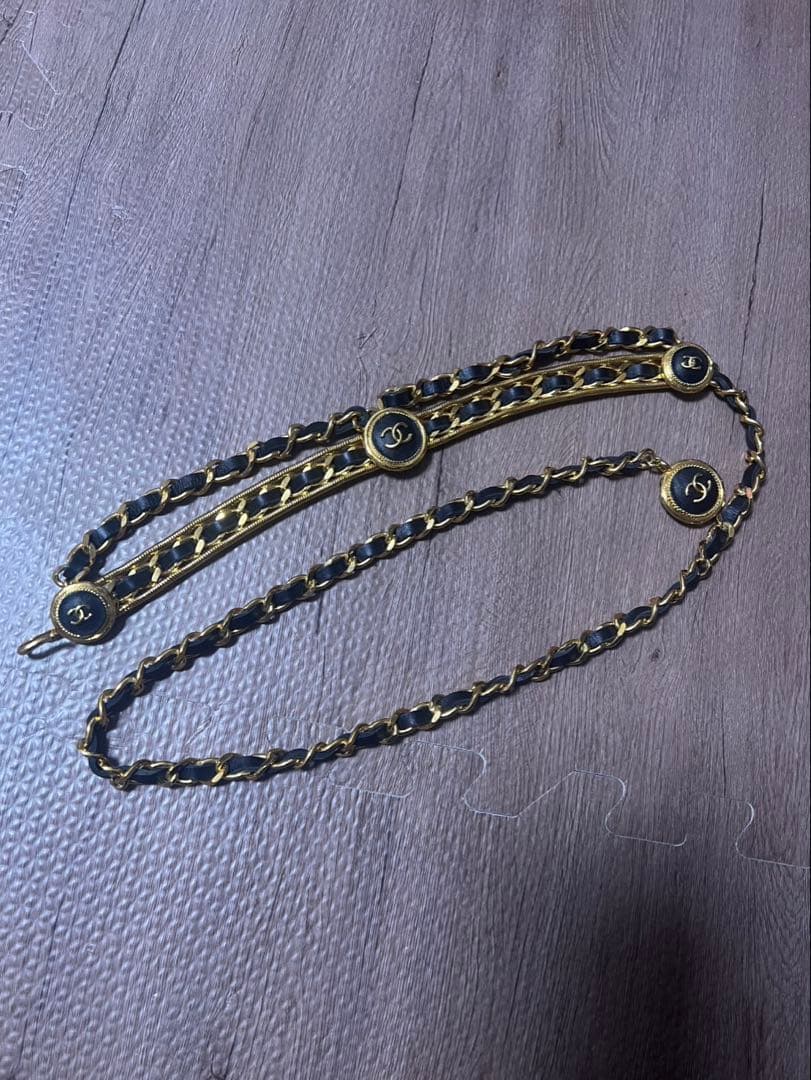 Chanel チェーンベルト ブラック ゴールド