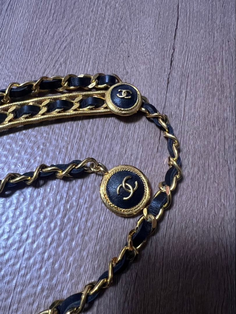 Chanel チェーンベルト ブラック ゴールド