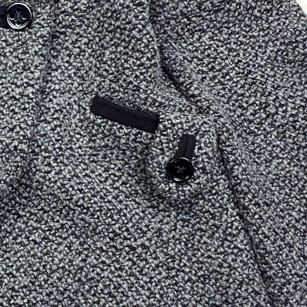 美品　マックスマーラ　ビッグカラー　ツイード　ウールコート　フレアスリーブ　L