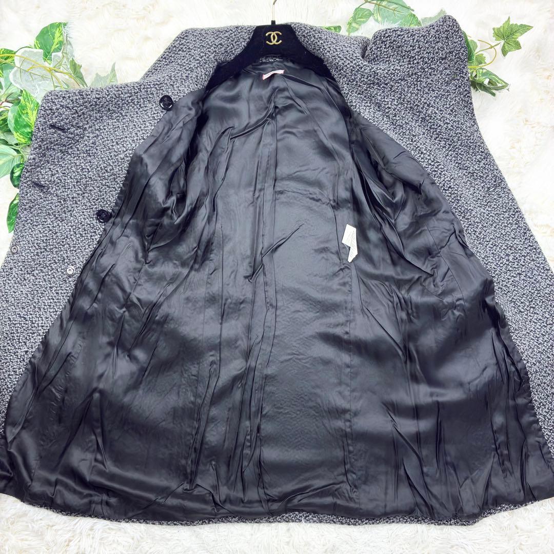 美品　マックスマーラ　ビッグカラー　ツイード　ウールコート　フレアスリーブ　L