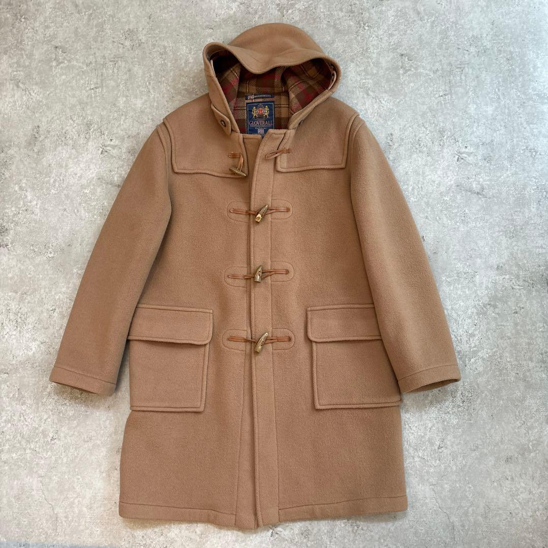 美品 グローバーオール ダッフルコート 英国製 チェック ウール US 44