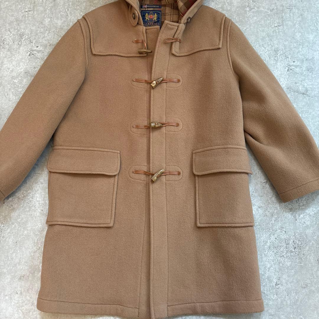 美品 グローバーオール ダッフルコート 英国製 チェック ウール US 44